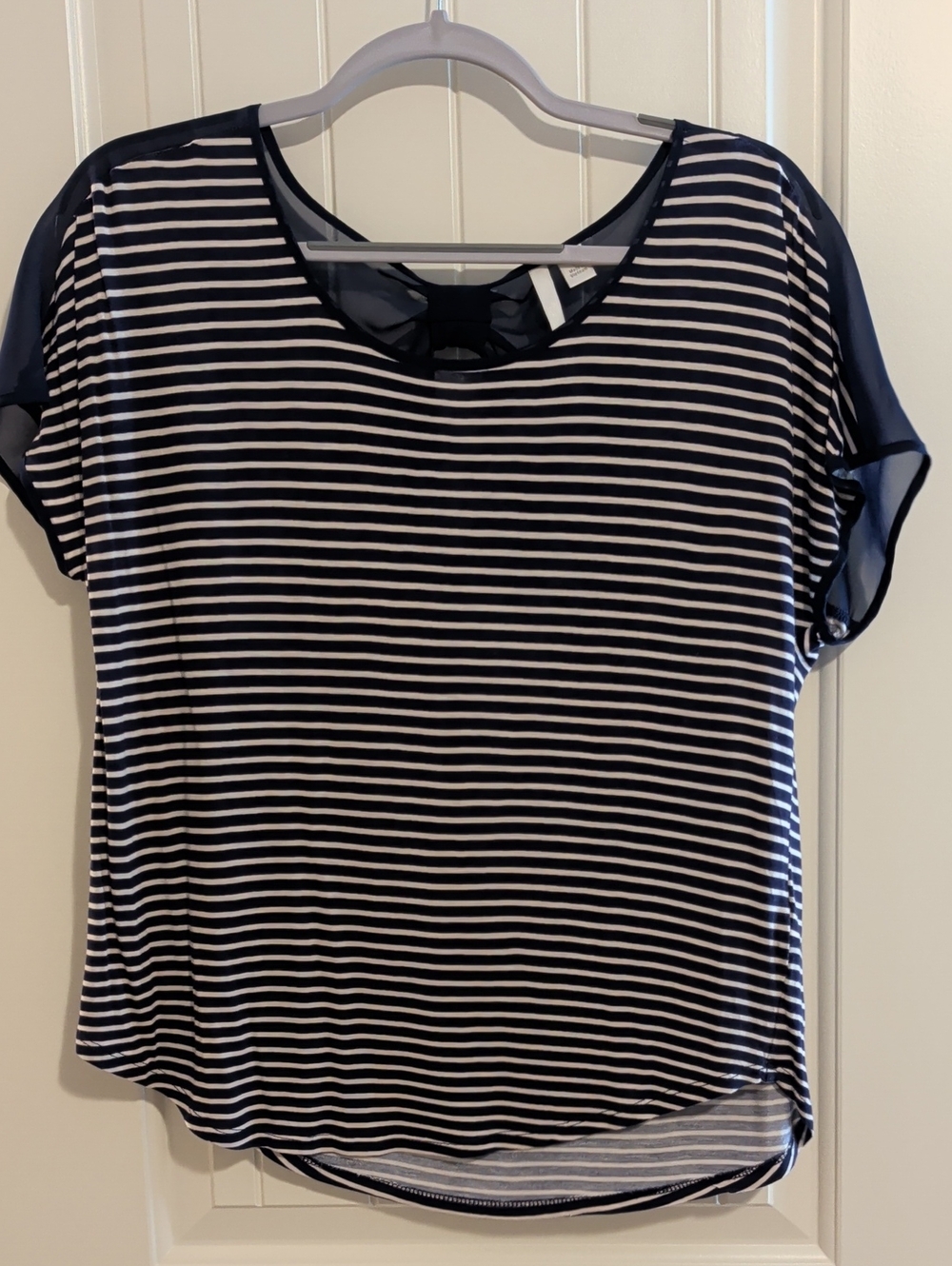 Lauren Conrad Striped Navy and White Short Sleeve Top